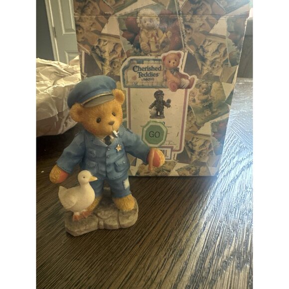 Cherished Teddies Officer Kent Figurine With Duck & Box 1995 - Picture 3 of 7